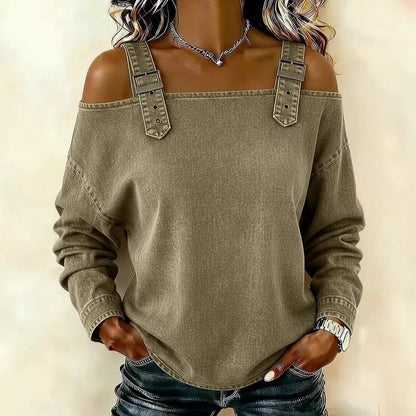 Damen Sweatshirt Dekorative Schulterdetails Norvielle
