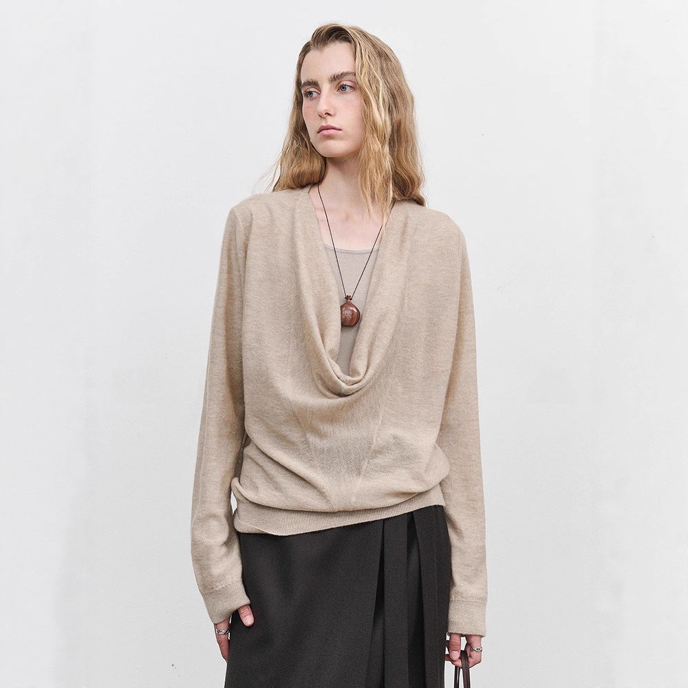 Damen Rollkragenpullover Feinstrick Beige