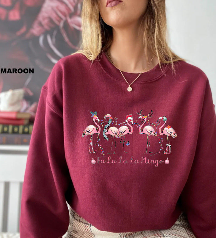 Damen Sweatshirt Flamingo-Motiv Lässiger Schnitt Norvielle