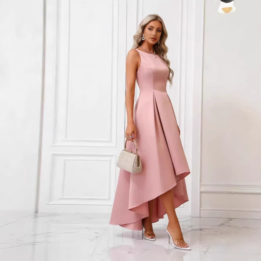 Damen Abendkleid Asymmetrischer Schnitt Falten Norvielle