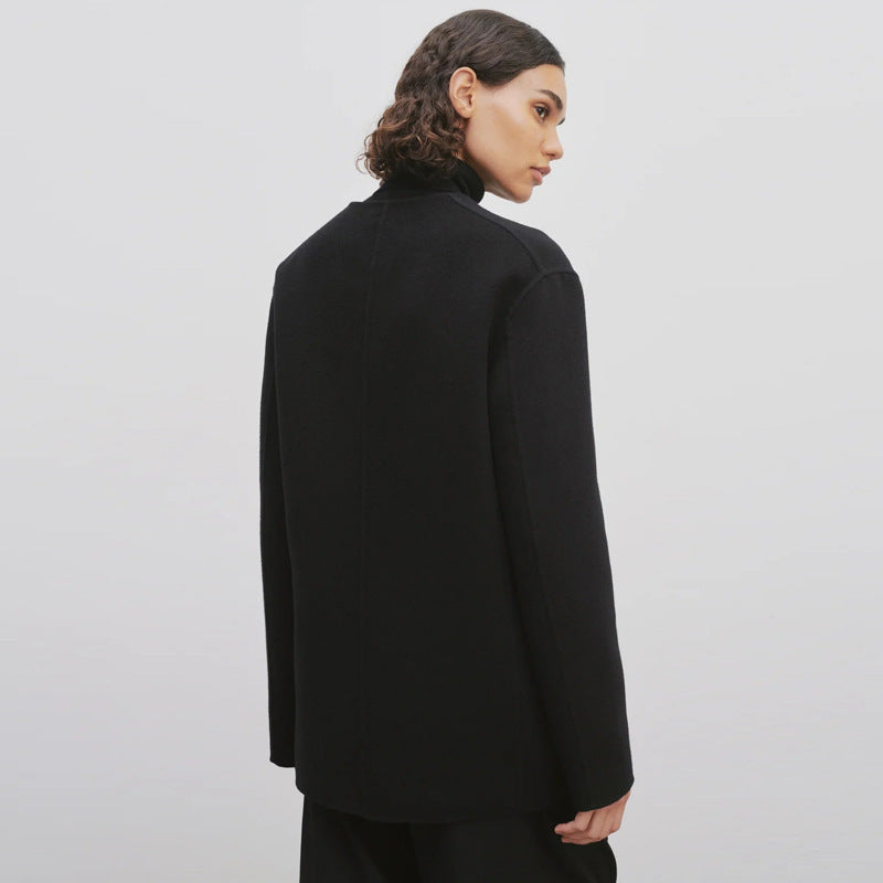 Damen Strickblazer Elegantes Design Großes Revers Norvielle