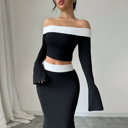 Damen Off-Shoulder Crop- Set mit Maxirock Norvielle