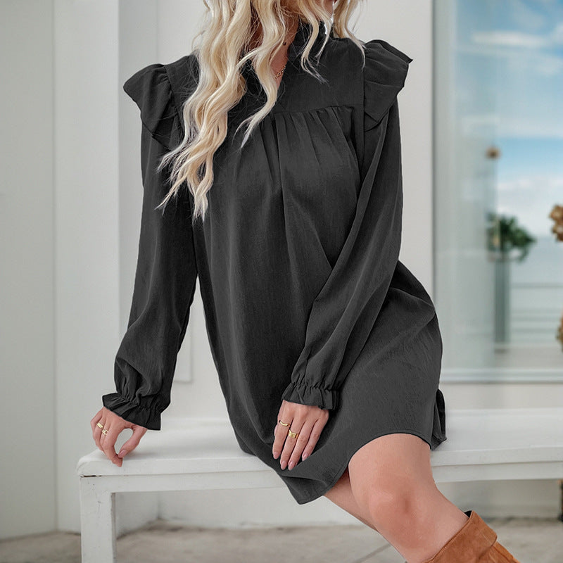 Damen Freizeitkleid Rüschendetails Eleganter Schnitt Norvielle