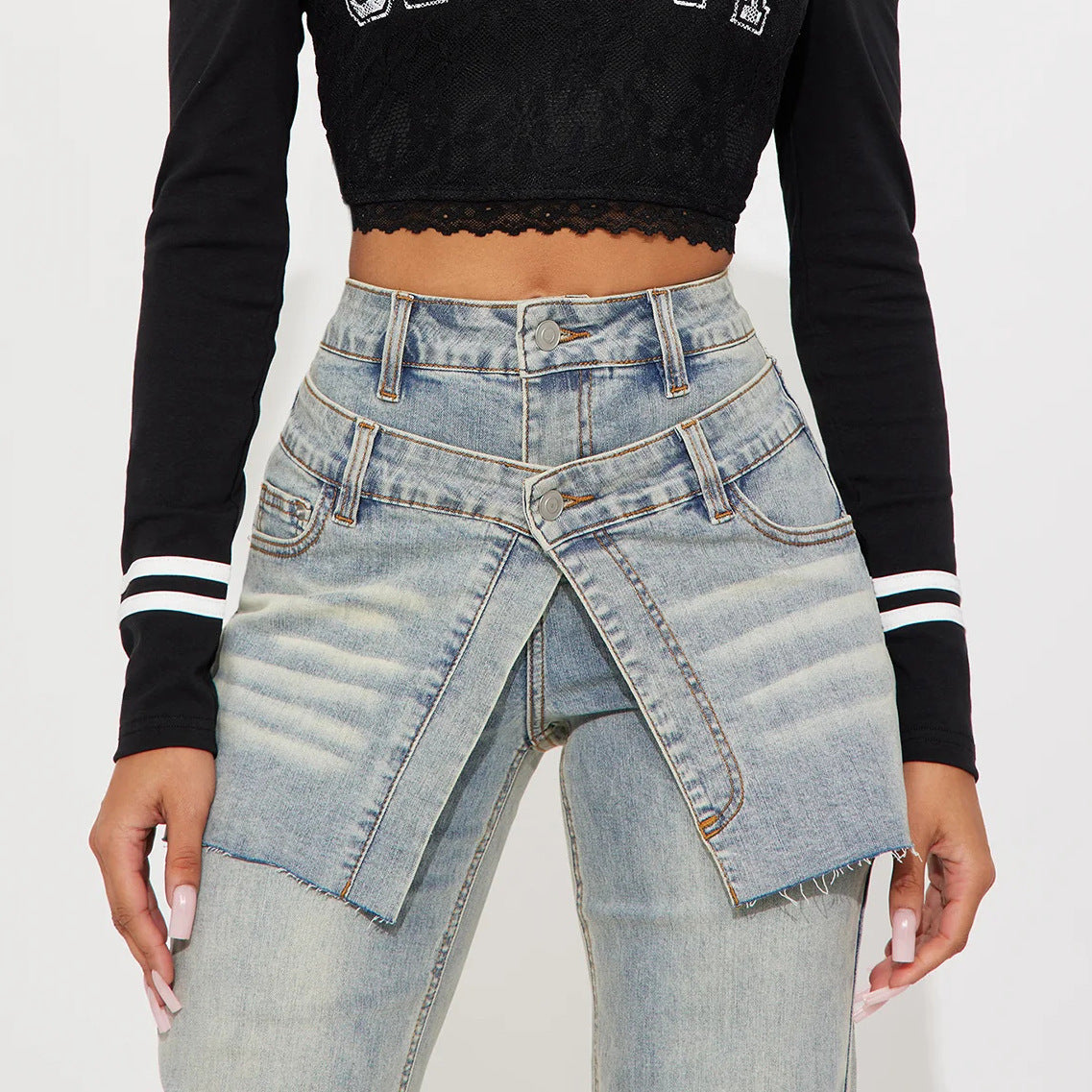 Damen Jeans Asymmetrischer Schnitt Norvielle