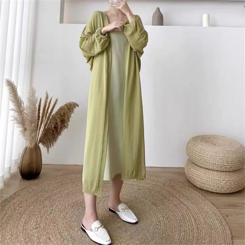Damen Strickjacke Lang Ärmel Ballonform Offene Front Norvielle