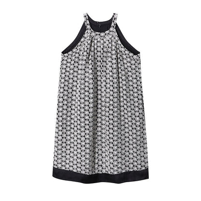 Damen Sommerkleid Verspielt Muster Hochhalsschneider Norvielle