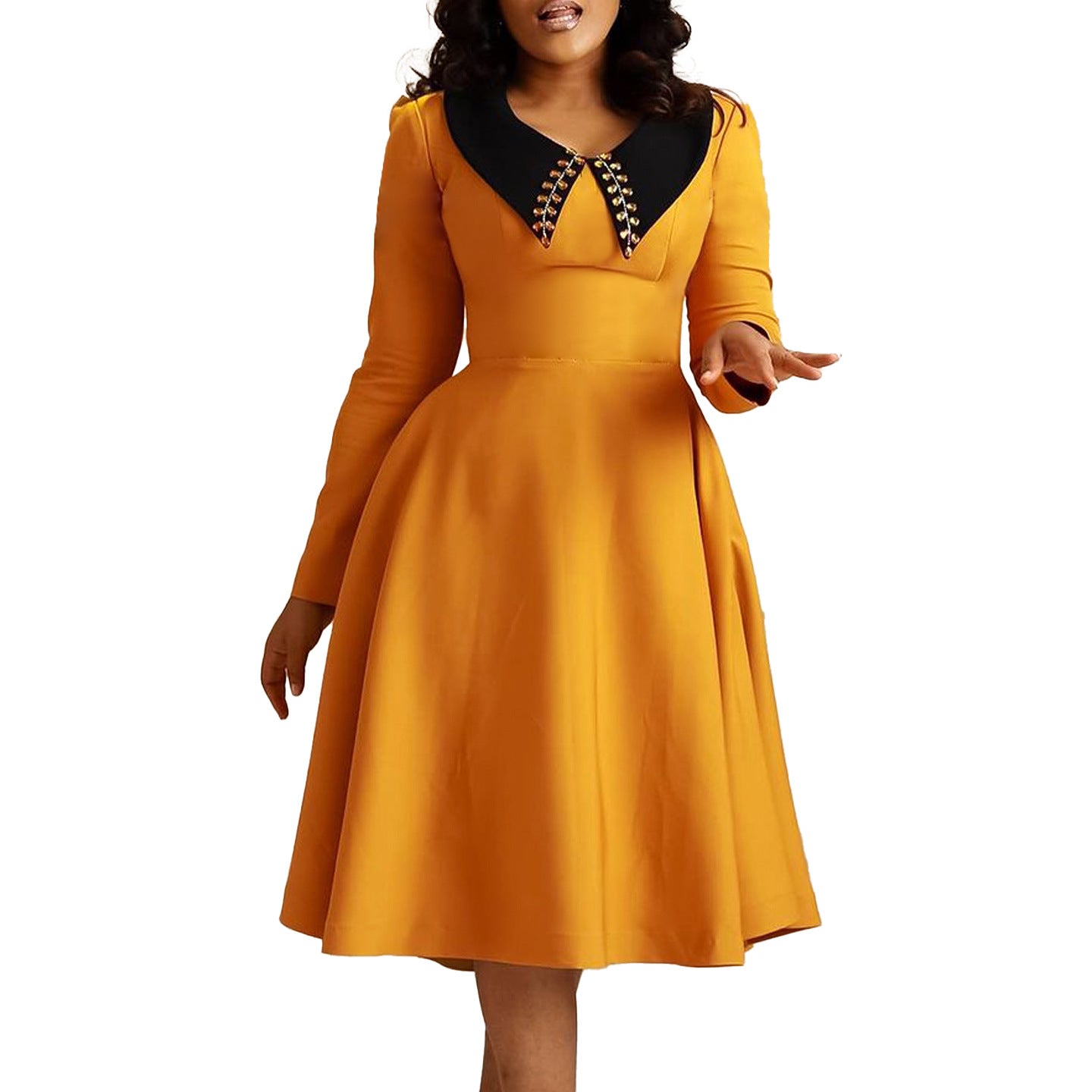 Damen Kleid mit Kragen Voluminöser Rock Norvielle