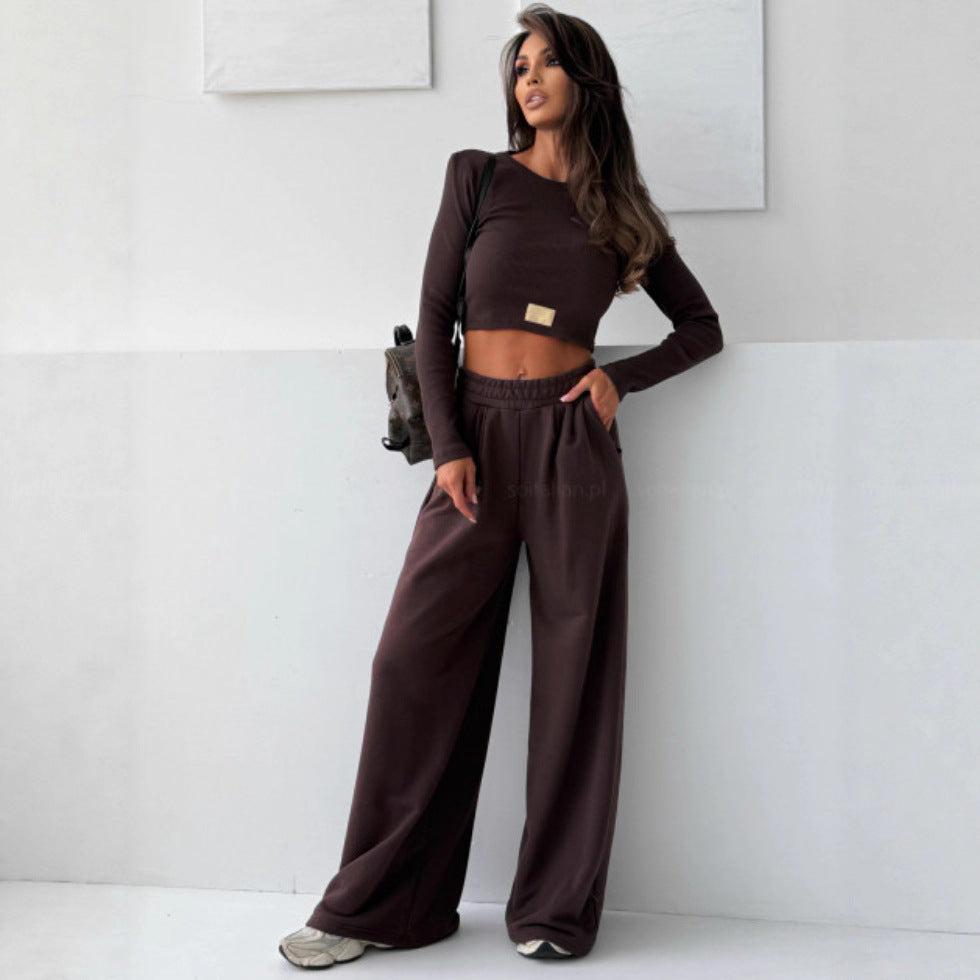 Damen Cropped Oberteil und Jogginghose Set Bequem Norvielle