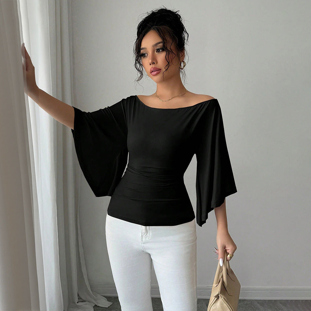 Damen Off-Shoulder- Weite Ärmel Figurformend Norvielle