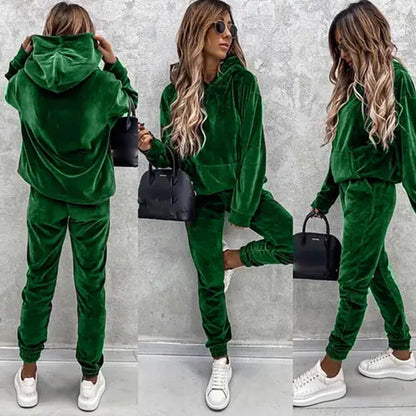 Damen Velours-Jogginganzug mit Kapuze elastisch Norvielle
