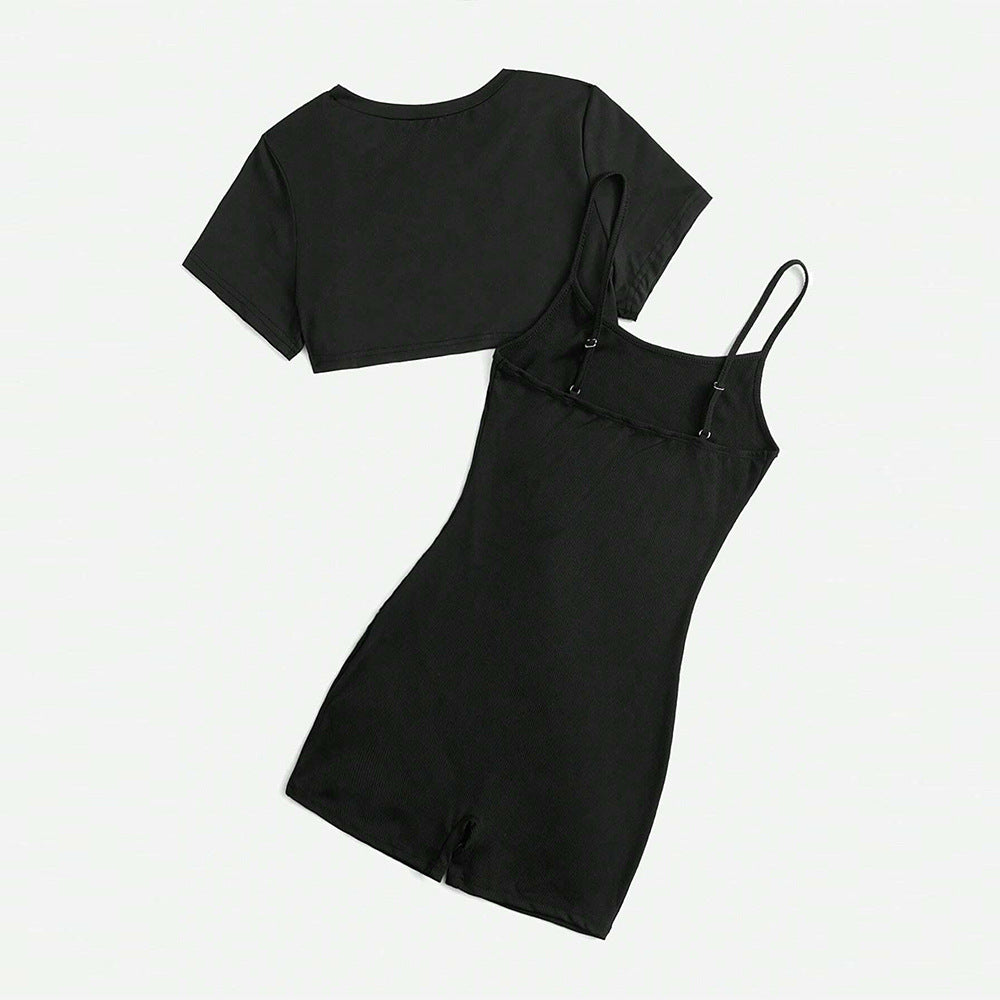 Damen Jumpsuit Set Cropped und Shorts Norvielle