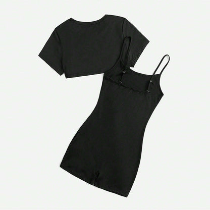 Damen Jumpsuit Set Cropped und Shorts Norvielle