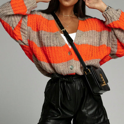 Damen Strickjacke Gestreift Oversized Norvielle