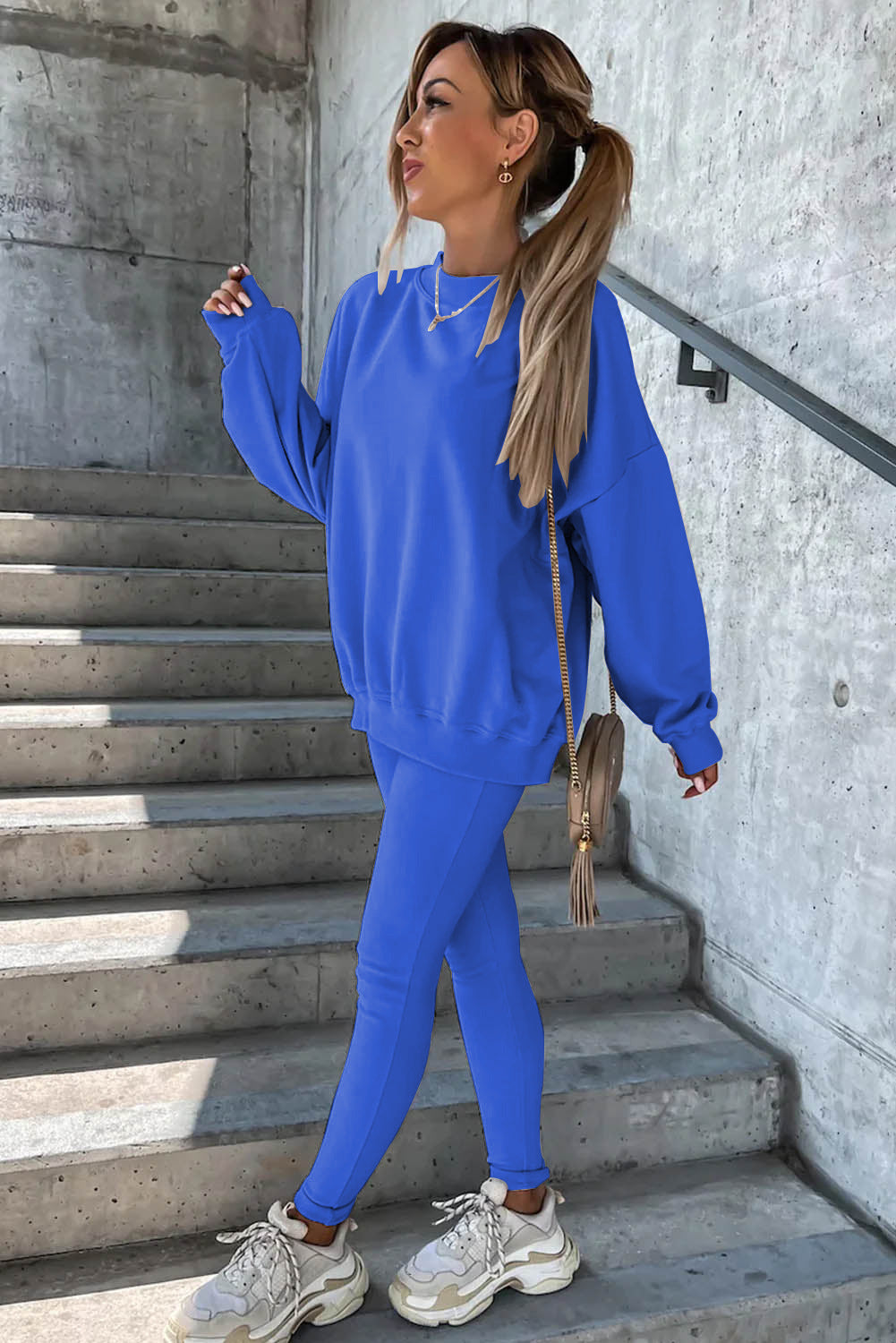 Damen Oversized Sweatshirt Set mit engen Leggings Norvielle