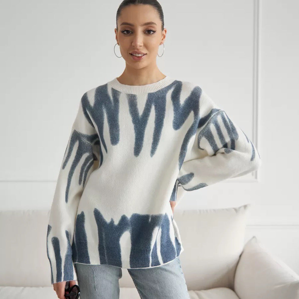 Damen Strickpullover Modisches Muster Norvielle