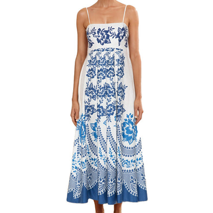 Damen Maxi-Kleid Florales Design Schwingender Rock