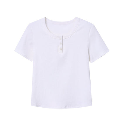 Damen Kurzarm Henley-Shirt mit Knopfleiste Norvielle