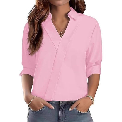 Damen Bluse V-Ausschnitt Strukturiertes Design Norvielle