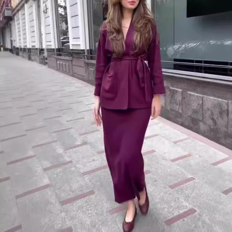 Damen Bleistiftkleid mit Blazerjacke und Taschen