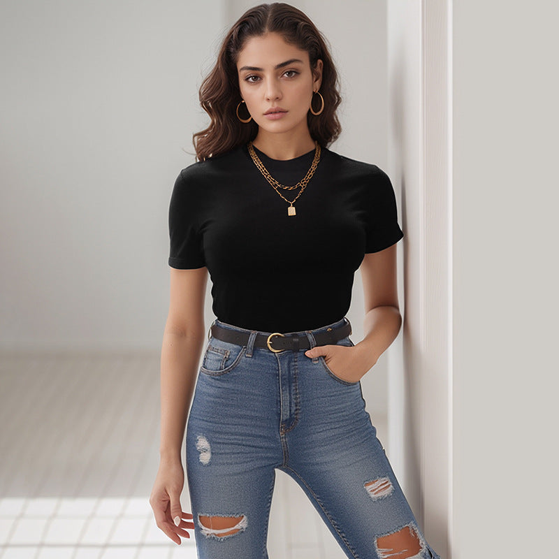 Damen T-Shirt Kurzarm Modischer Schnitt Norvielle