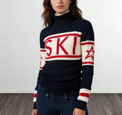 Damen Pullover Hochkragen Ski-Design Norvielle