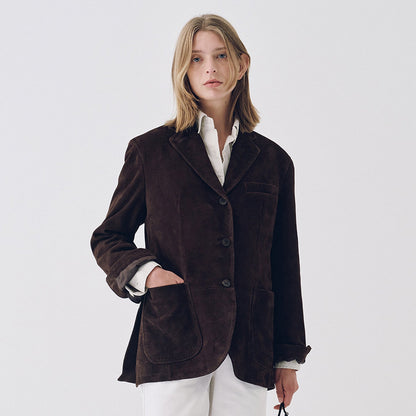 Damen Wildlederblazer mit Taschen Norvielle