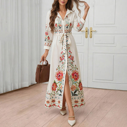 Damen Maxikleid Bluse Stickdesign Norvielle