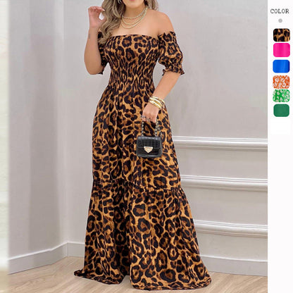 Damen Maxikleid Schulterfrei Rüschendetails Norvielle - Norvielle