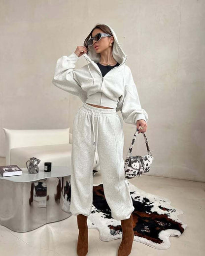 Damen Loungewear-Set Kapuze Weite Hosen Norvielle