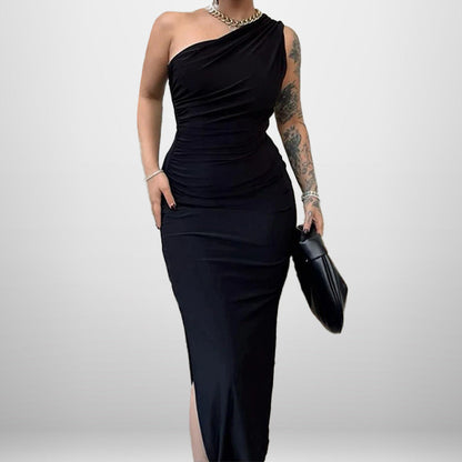 Damen Wickelkleid Asymmetrisch Hohem Schlitz Norvielle