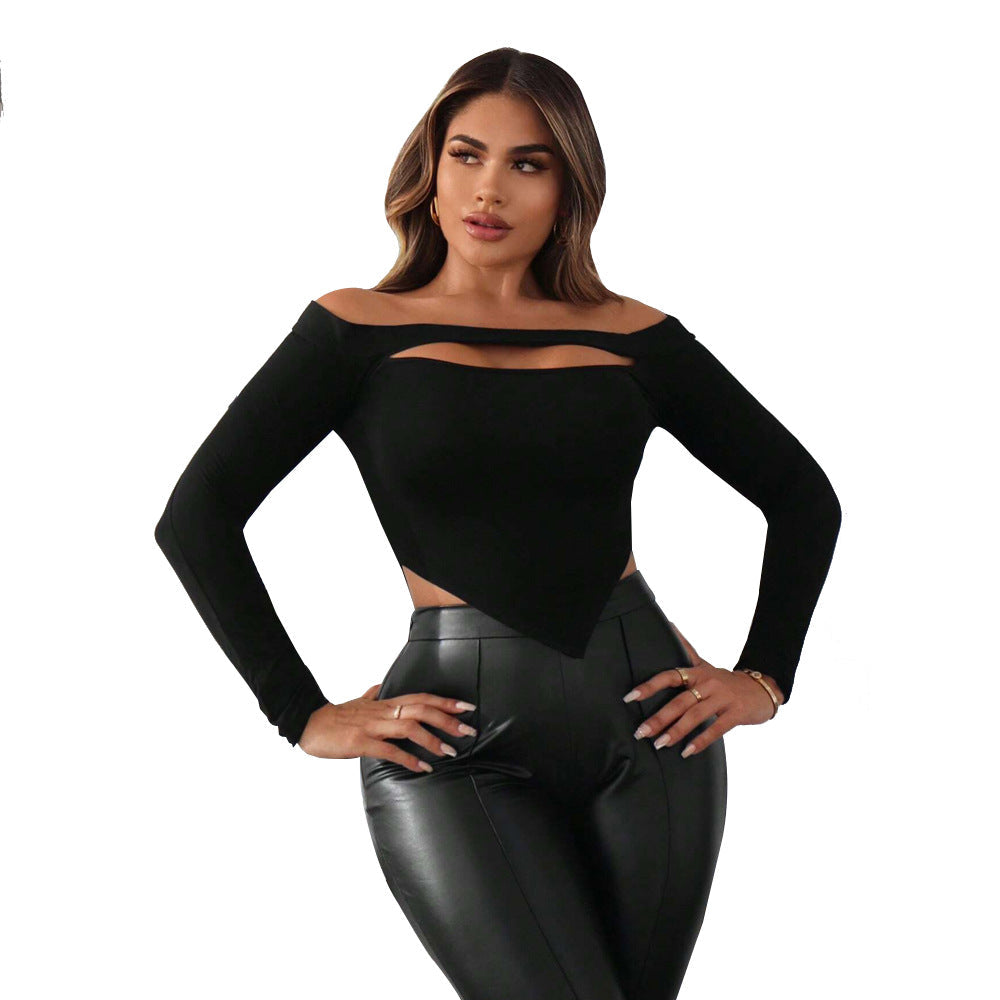 Damen Off-Shoulder- Kontrastdetails Figurbetonung