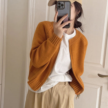Damen Cardigan Reißverschluss Rippbund Norvielle