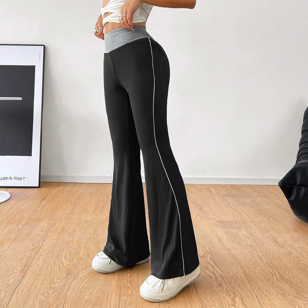 Damen Flared-Hose Hochwerder mit Kontraststreifen