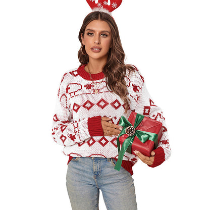 Damen Strickpullover Weite Ärmel Muster Mix Norvielle