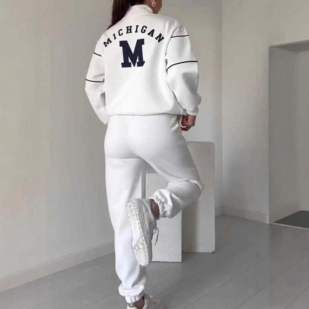 Damen Sportliches Loungewear-Set Elastisch Mit Halbreissverschluss