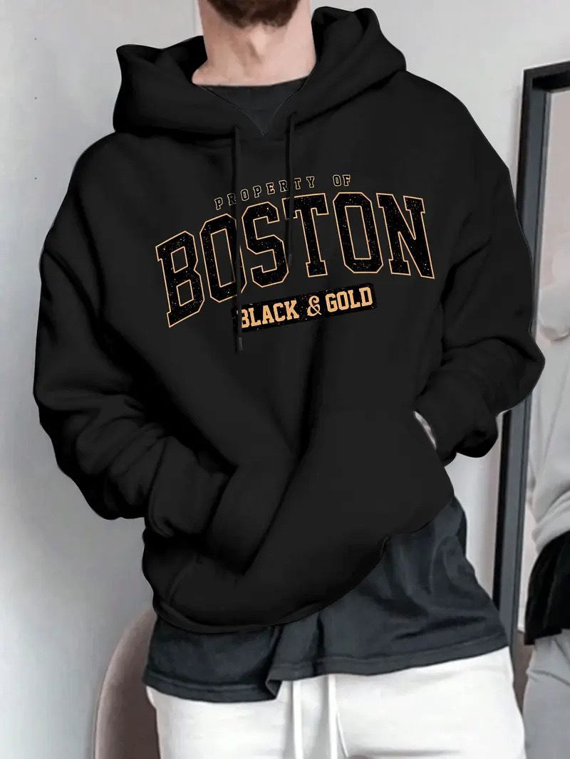 Herren Kapuzensweater Boston-Print Weich Norvielle