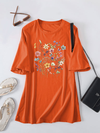 Damen Sommerbluse Floralmuster Baumwolle Blumenweiß