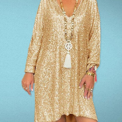 Damen Glitzerndes Kaftan-Kleid Lässiger Schnitt - Norvielle