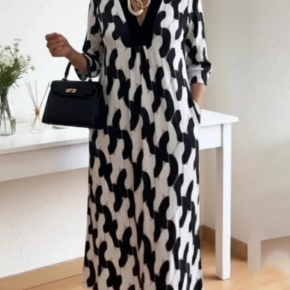 Damen Maxikleid V-Ausschnitt Baumwolle