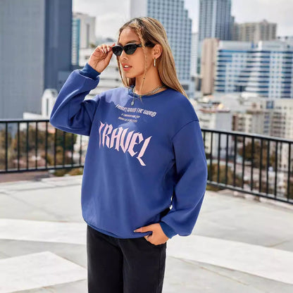 Damen Sweatshirt Lässiger Schnitt Mit Künstlerischem Schriftzug