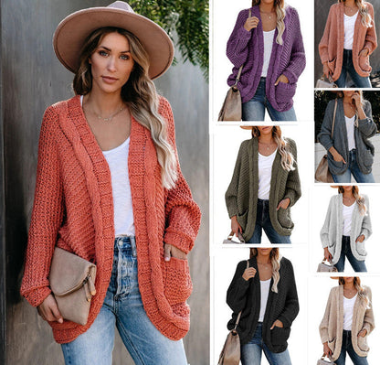 Damen Cardigan Grobstrick Lässig Voluminöse Ärmel Norvielle - Norvielle