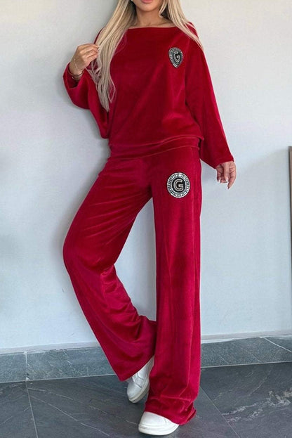 Damen Casual Velvet Loungewear-Set Weich Norvielle