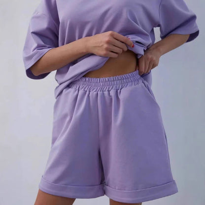 Damen Lounge-Set Oversized T-Shirt und Shorts