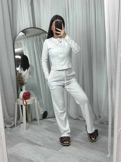 Damen Strick-Loungewear-Set mit Knopfleiste Norvielle Kuschelig