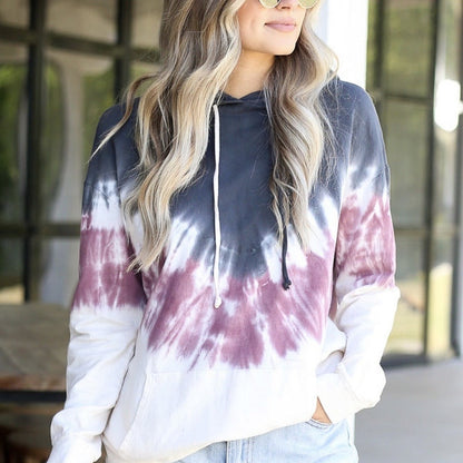 Damen Hoodie Bunt Batikmuster Kängurutasche - Norvielle