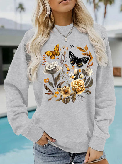 Damen Sweatshirt Floraler Druck Lässig Norvielle