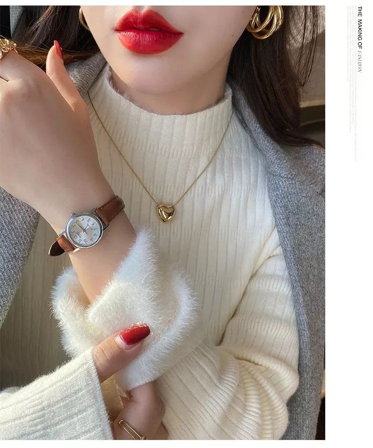 Damen Uhr Lederarmband Klassisches Ziffernblatt Norvielle