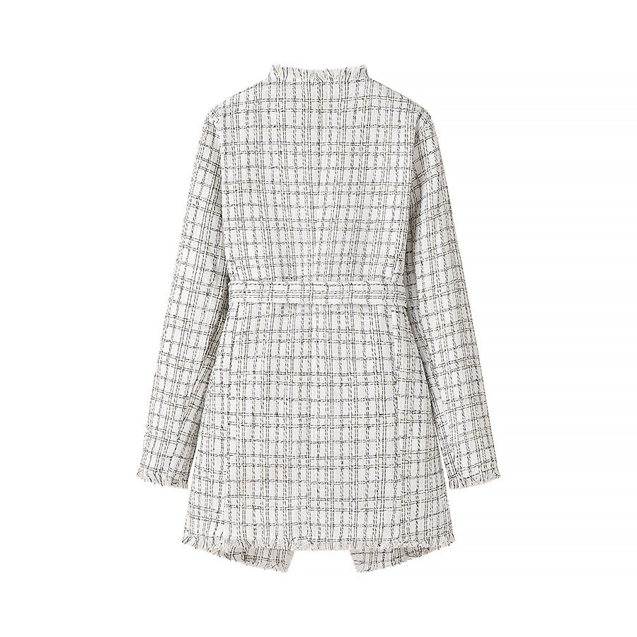 Damen Blazer mit Gürtel Strukturiertes Muster