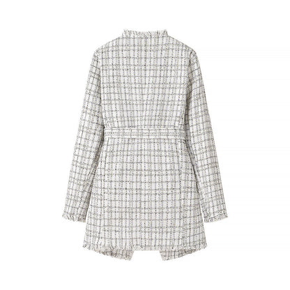 Damen Blazer mit Gürtel Strukturiertes Muster