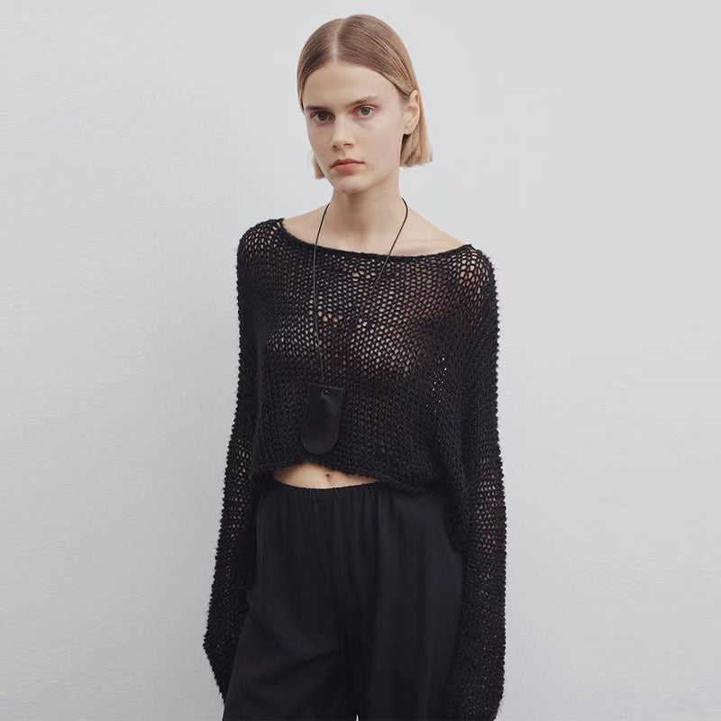 Damen Cropped Strickpullover Weite Passform Norvielle - Norvielle